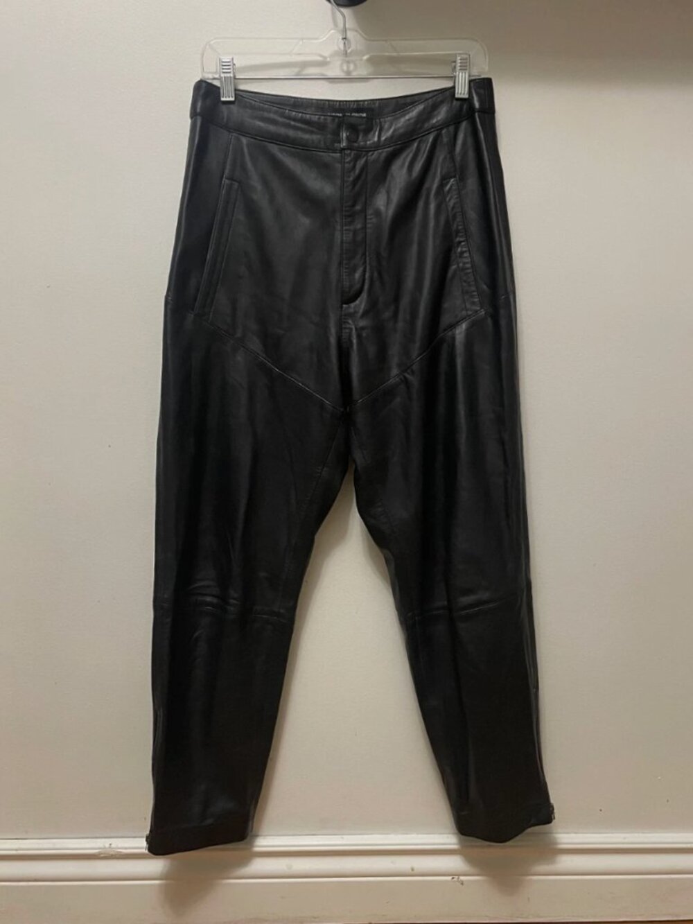 Free People (Neon Blonde) ‘Nadia’ High-Rise Genuine Lamb Leather Pants Size 28